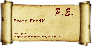 Pretz Ernő névjegykártya